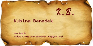 Kubina Benedek névjegykártya